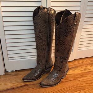 NWOT Liberty Black Leopard Print Knee-High Boots Size 7.5